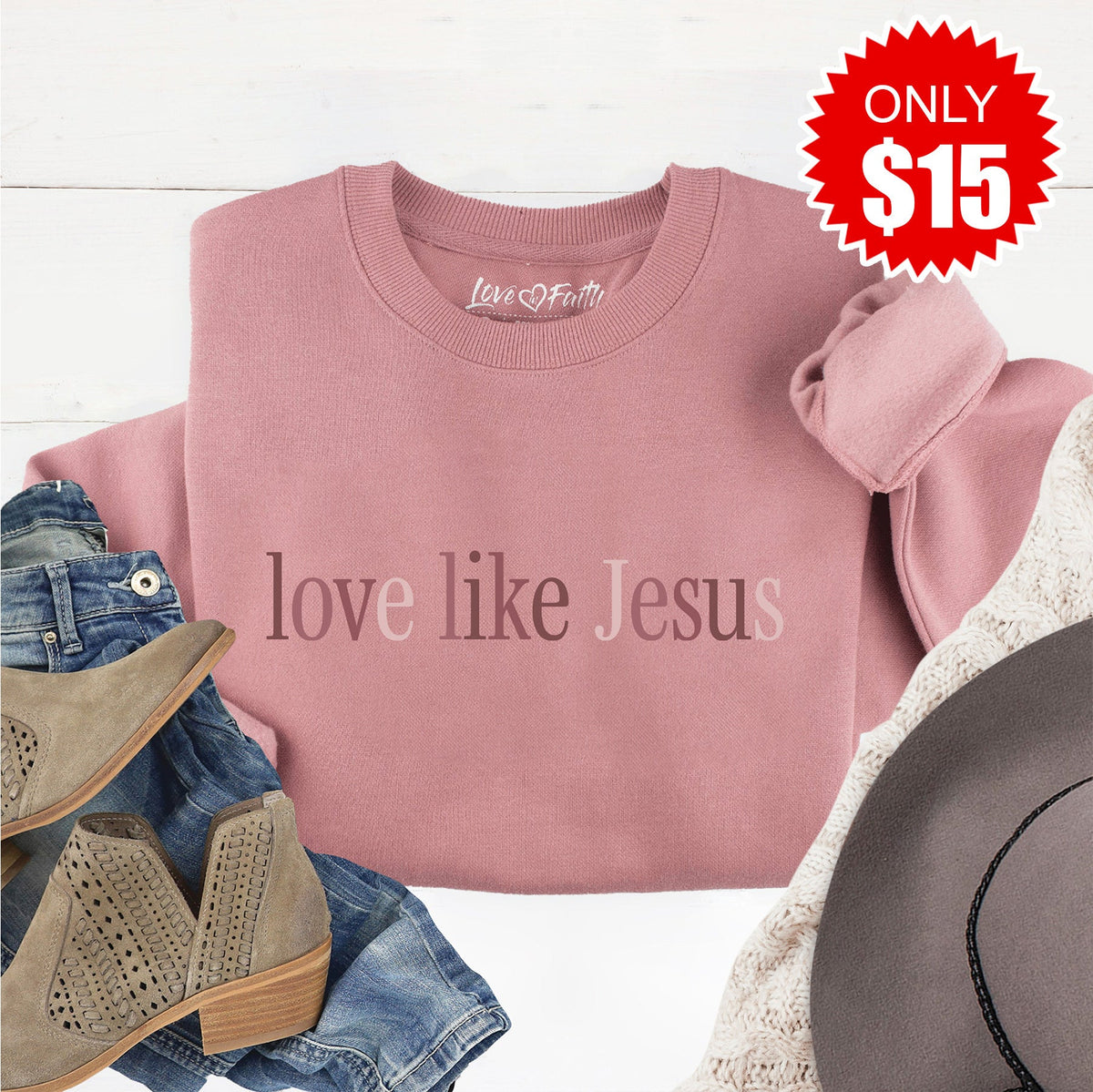 Love Like Jesus Sweatshirt - Heather Mauve - 15 product image 1