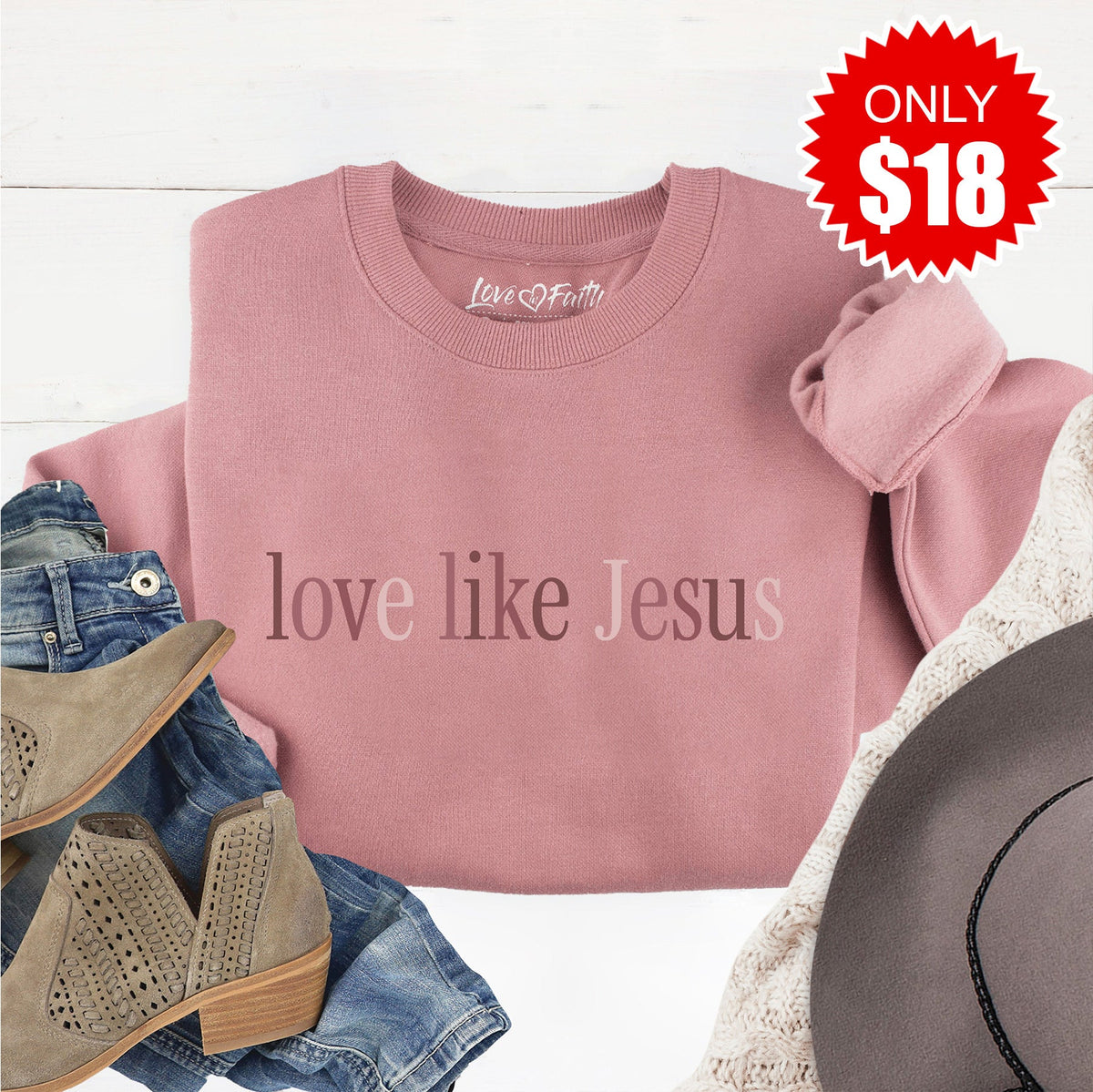 Love Like Jesus Sweatshirt - Heather Mauve - 18 product image 1