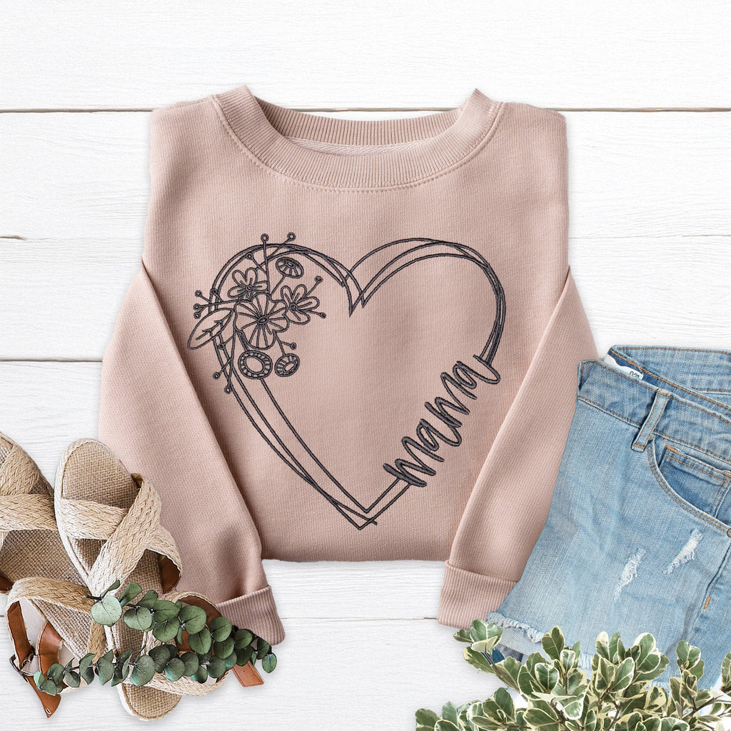 Mama Heart Embroidered Crewneck Sweatshirt product image 1