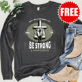 Be Strong and Courageous - Box Cross Long Sleeve - 0