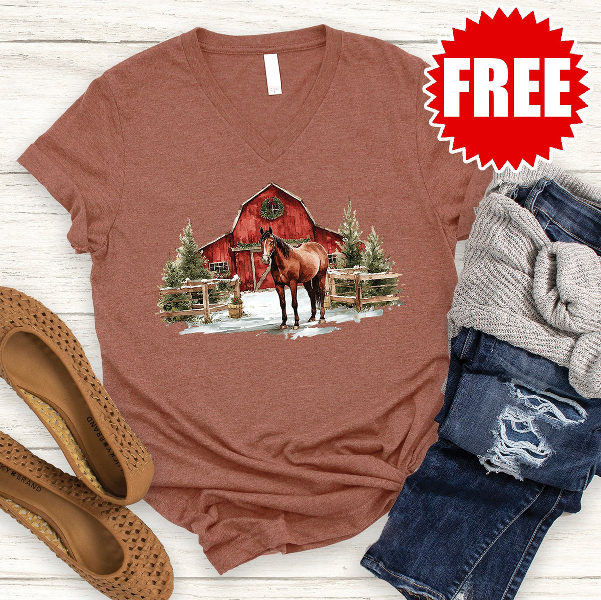 Horse Barn V-Neck - 0