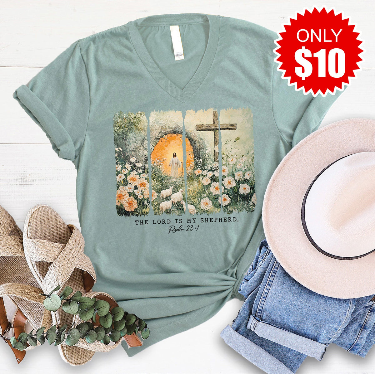 The Lord is My Shepherd V-Neck - 10