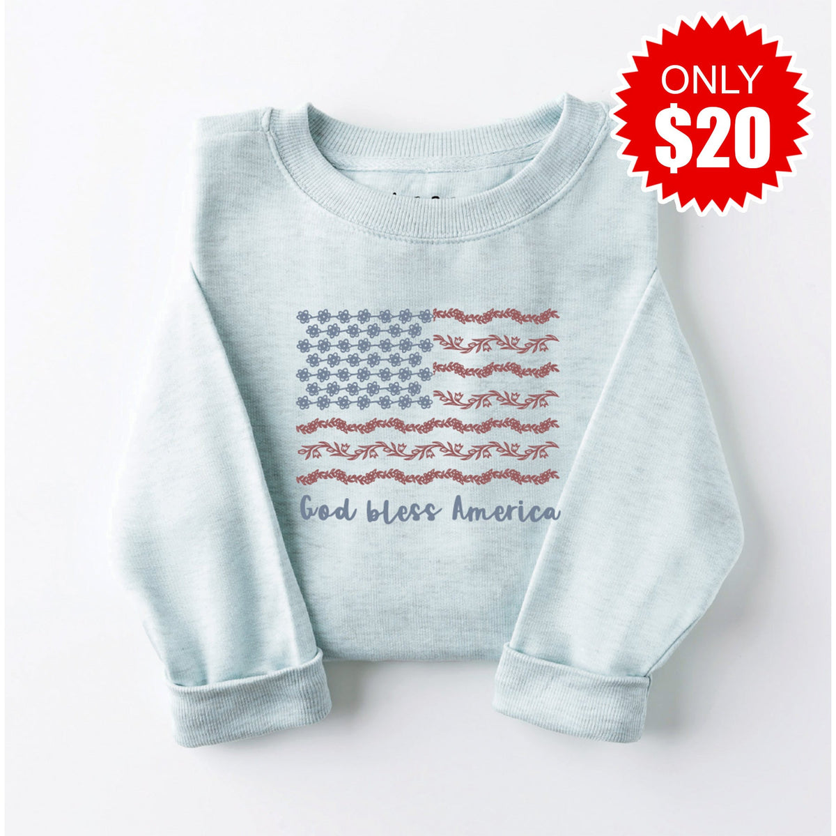 God Bless America Embroidered Crewneck Sweatshirt - 20 product image 1