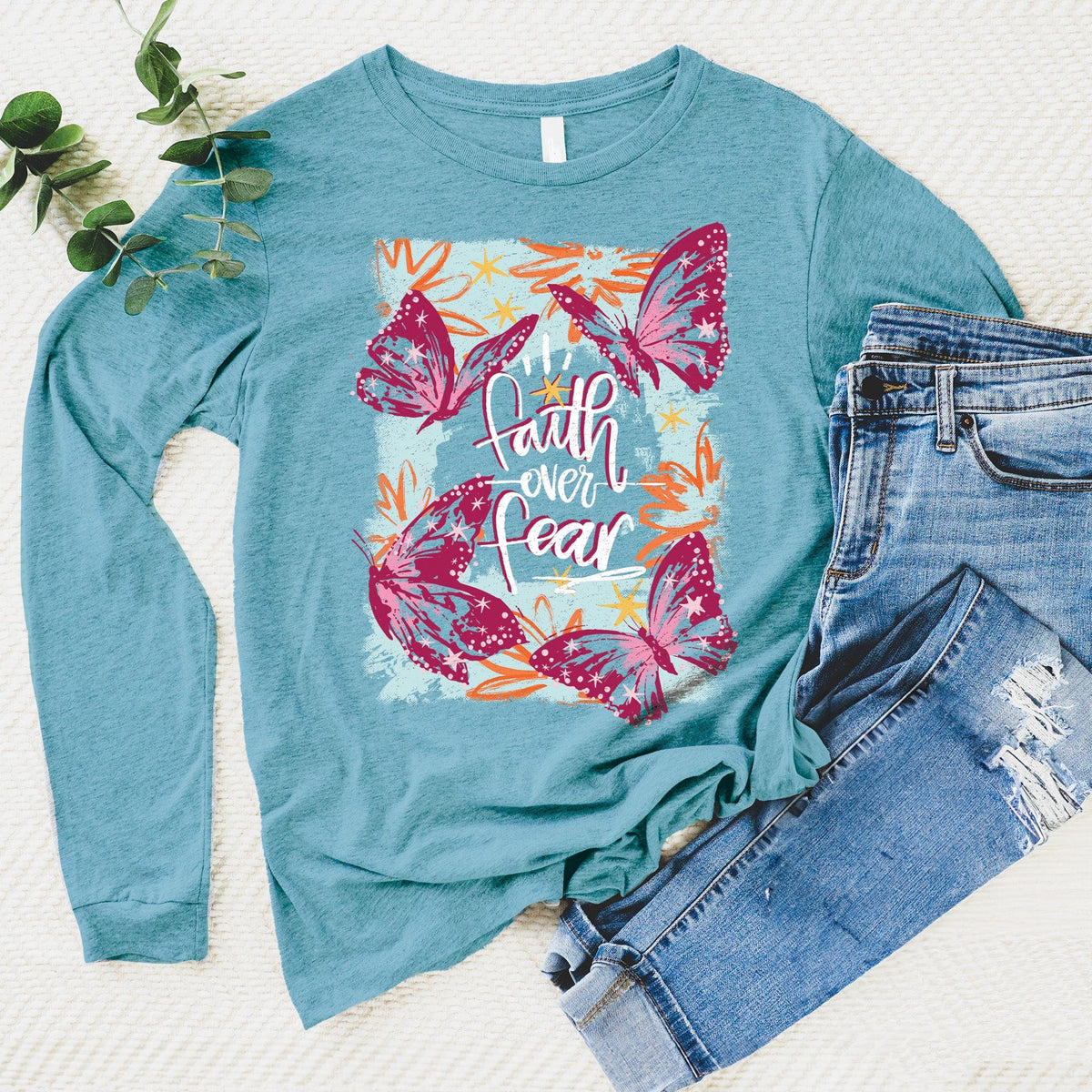 Faith Over Fear Butterflies Long Sleeve product image 2