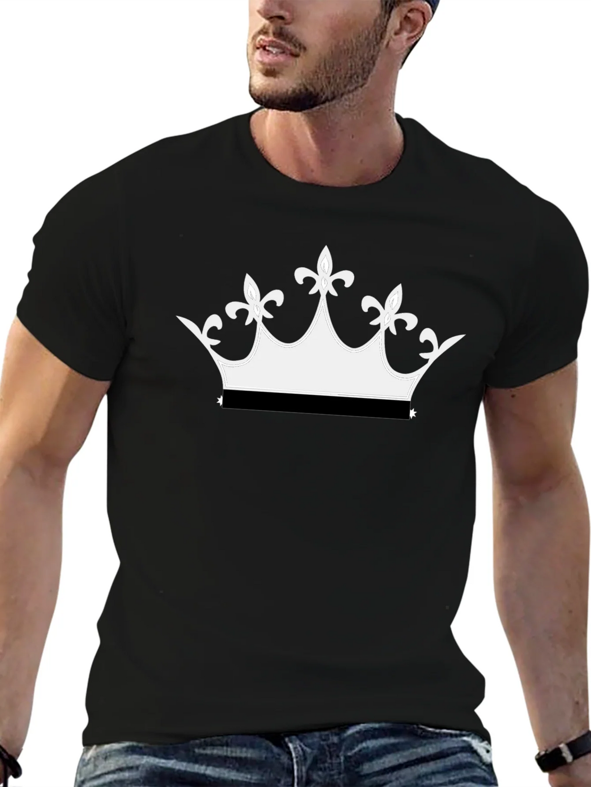 Black T-Shirt with Crown Graphic product image 2