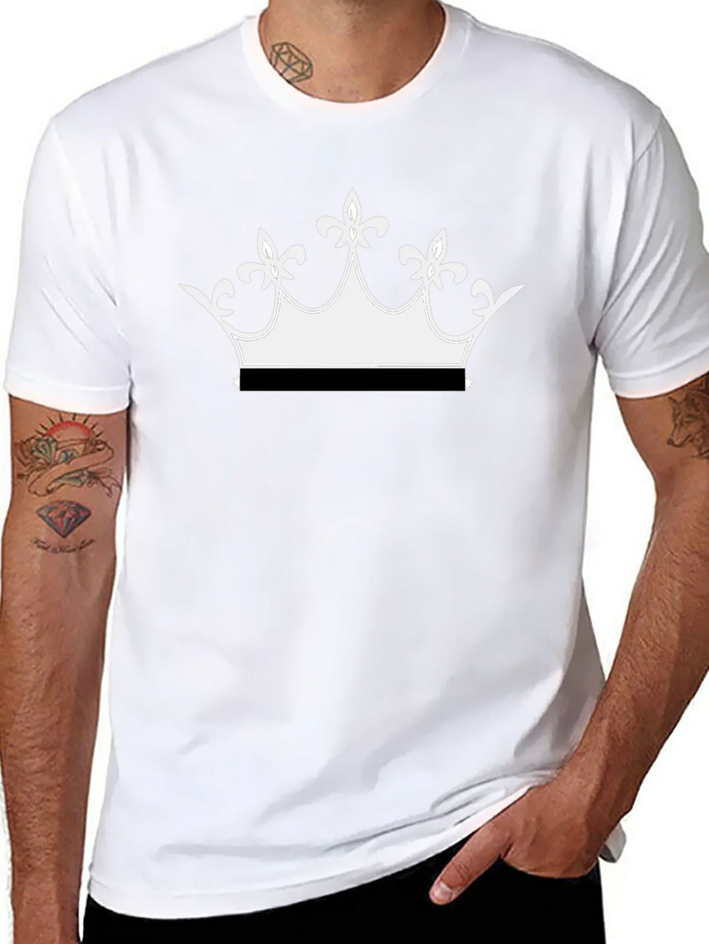Black T-Shirt with Crown Graphic product image 3
