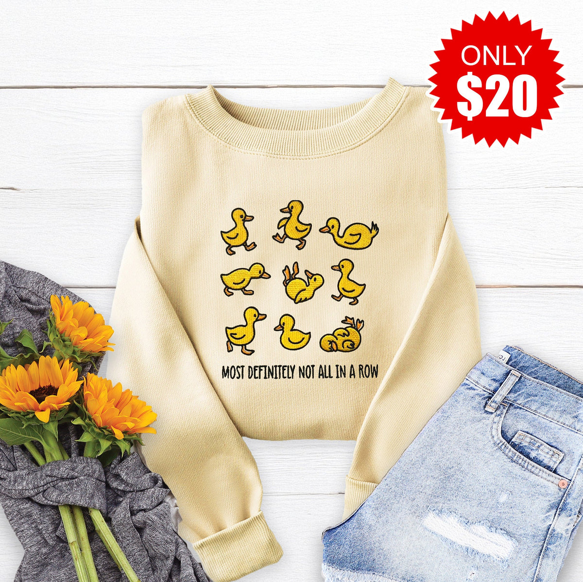 Not in a Row Embroidered Crewneck Sweatshirt - 20 product image 1