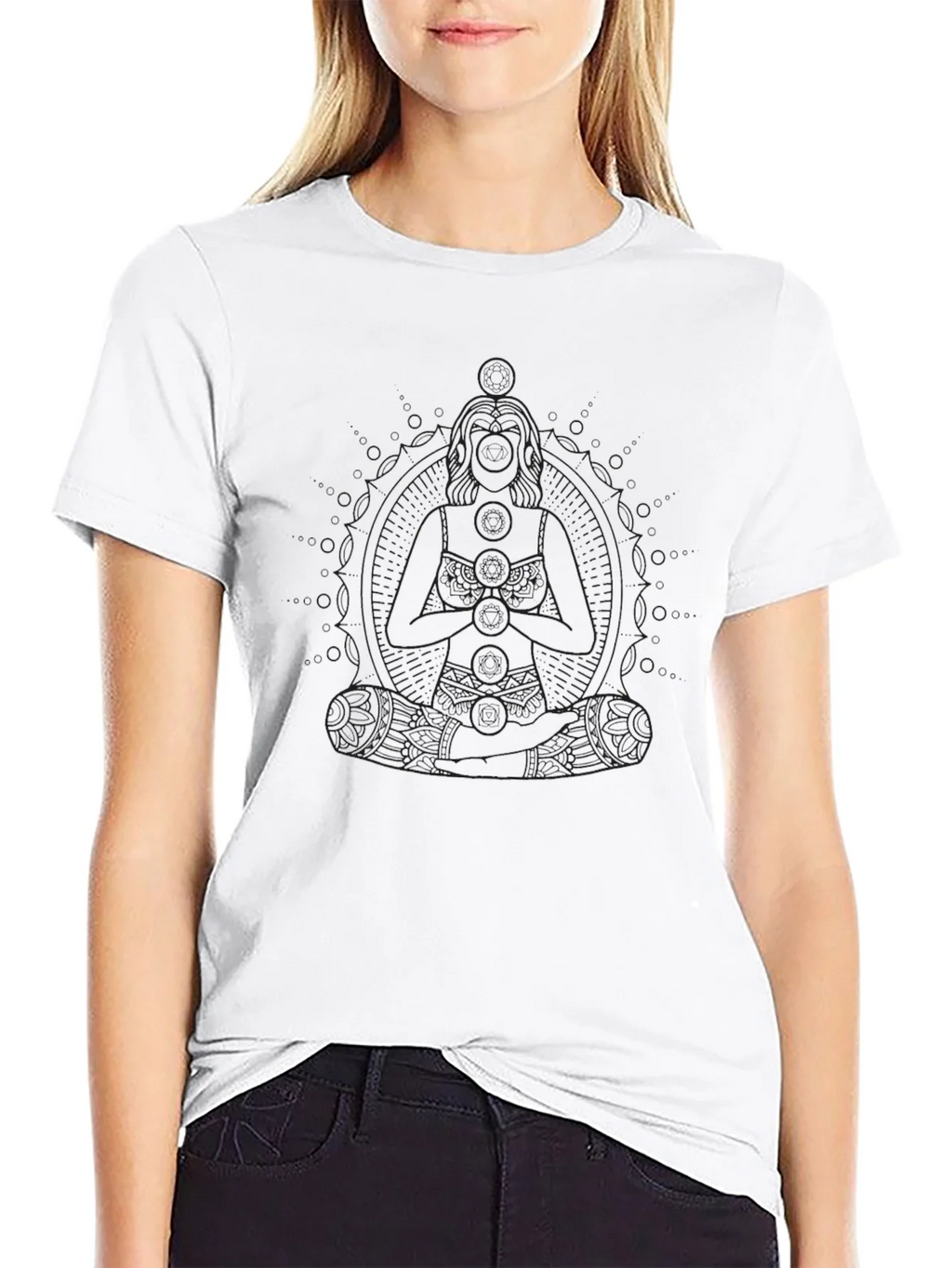 Mens Black Graphic Tee - Meditating Figure Design product image 3