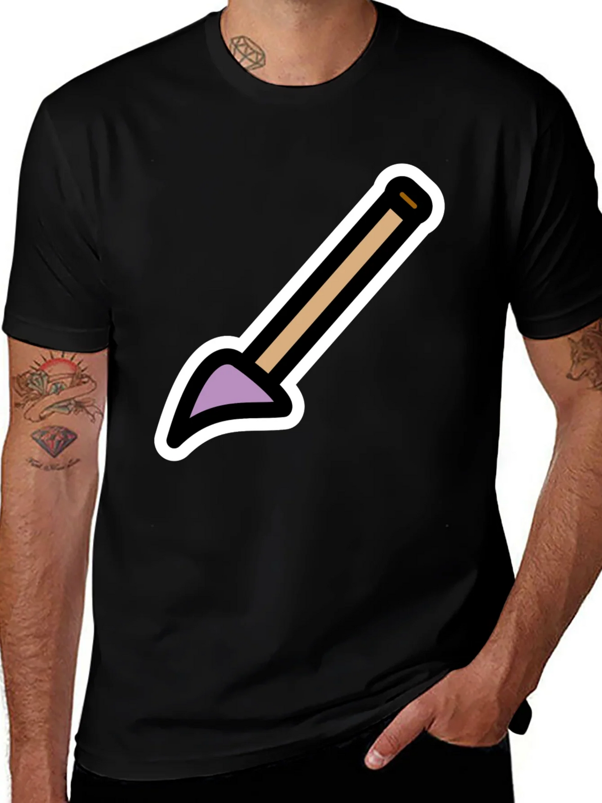 Cartoon Shovel Graphic Tee - Black Unisex Shirt product image 1
