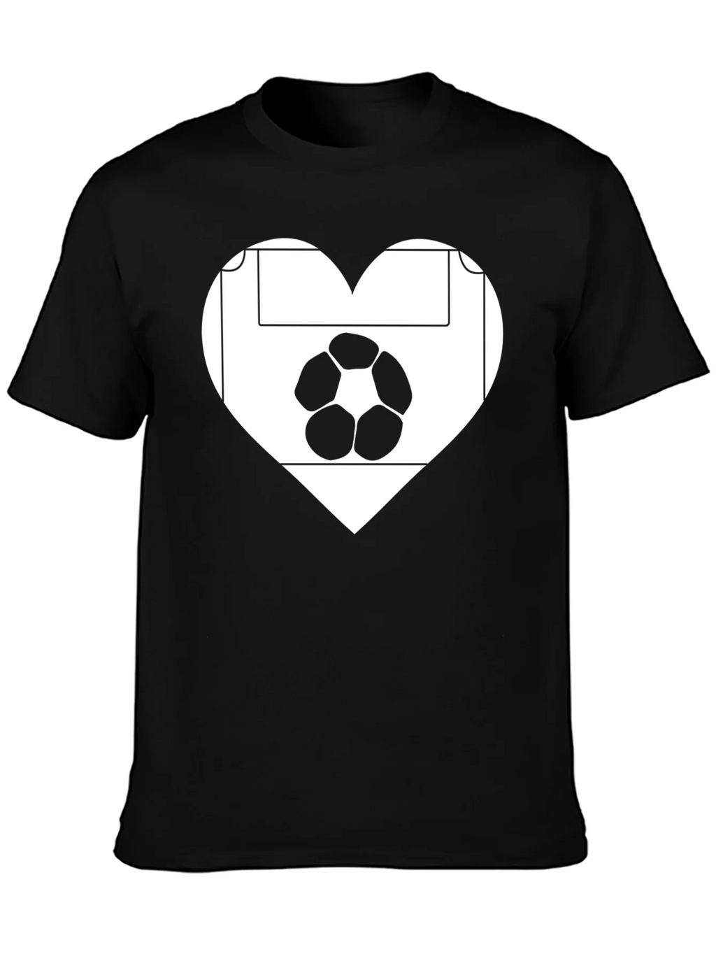 Soccer Love Heart T-Shirt - Black Graphic Tee product image 2