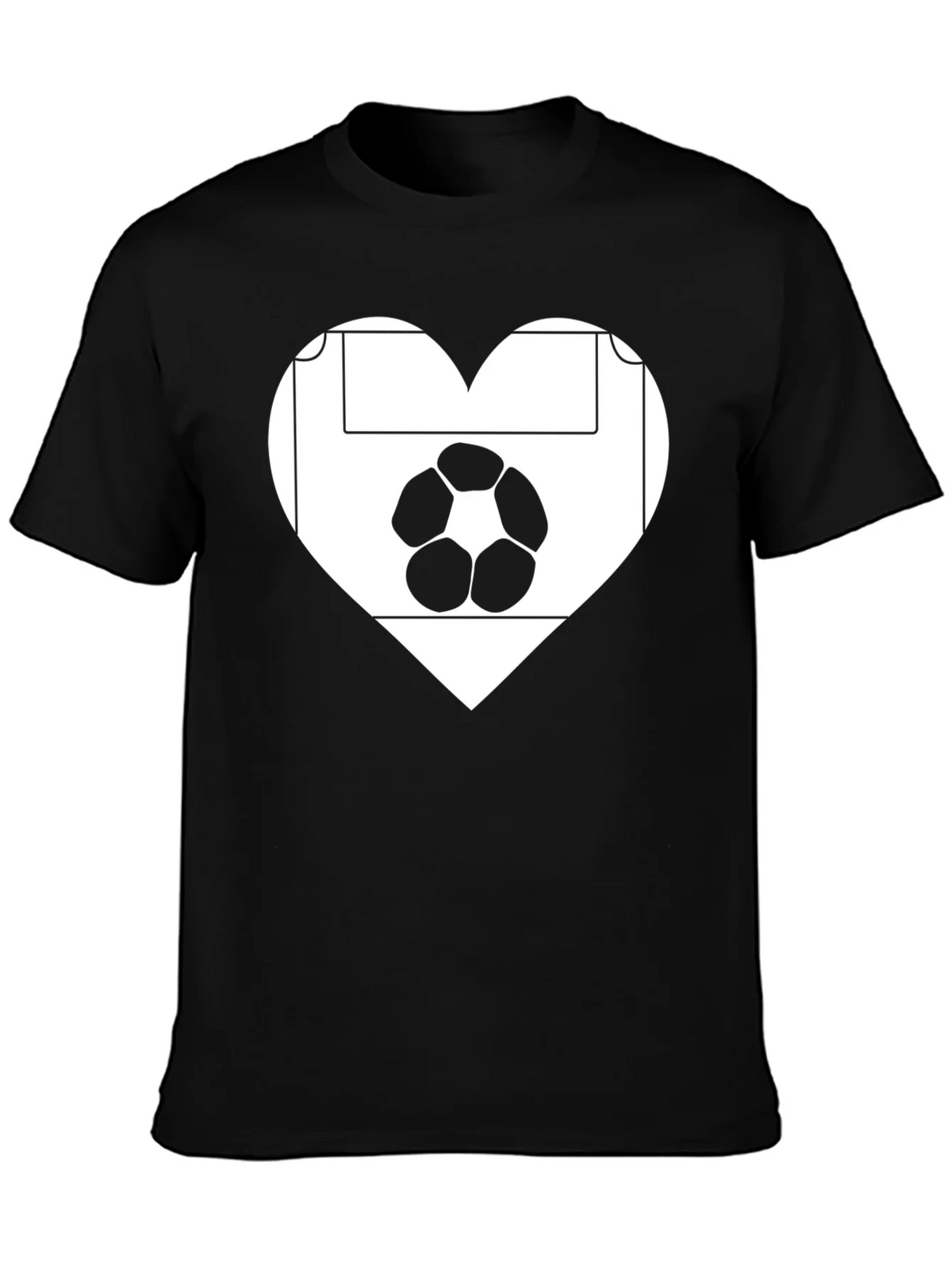Soccer Love Heart T-Shirt - Black Graphic Tee product image 2