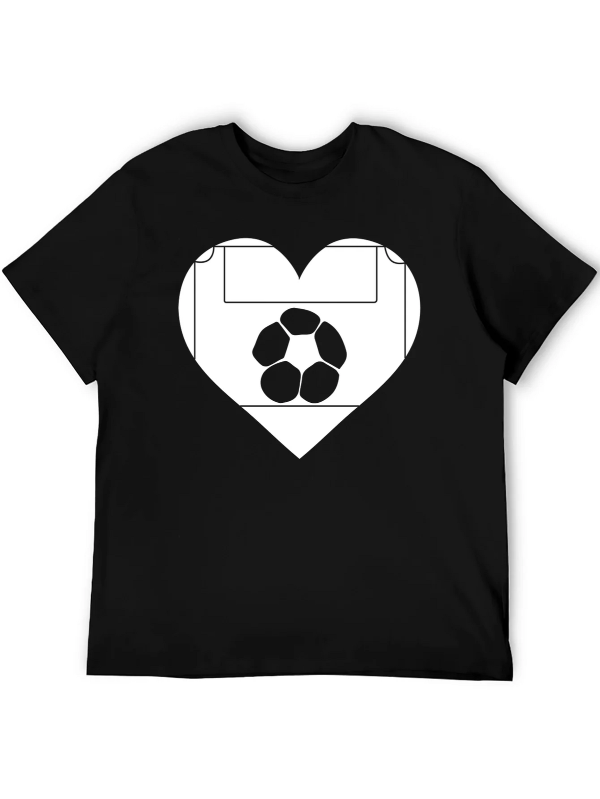 Soccer Love Heart T-Shirt - Black Graphic Tee product image 3