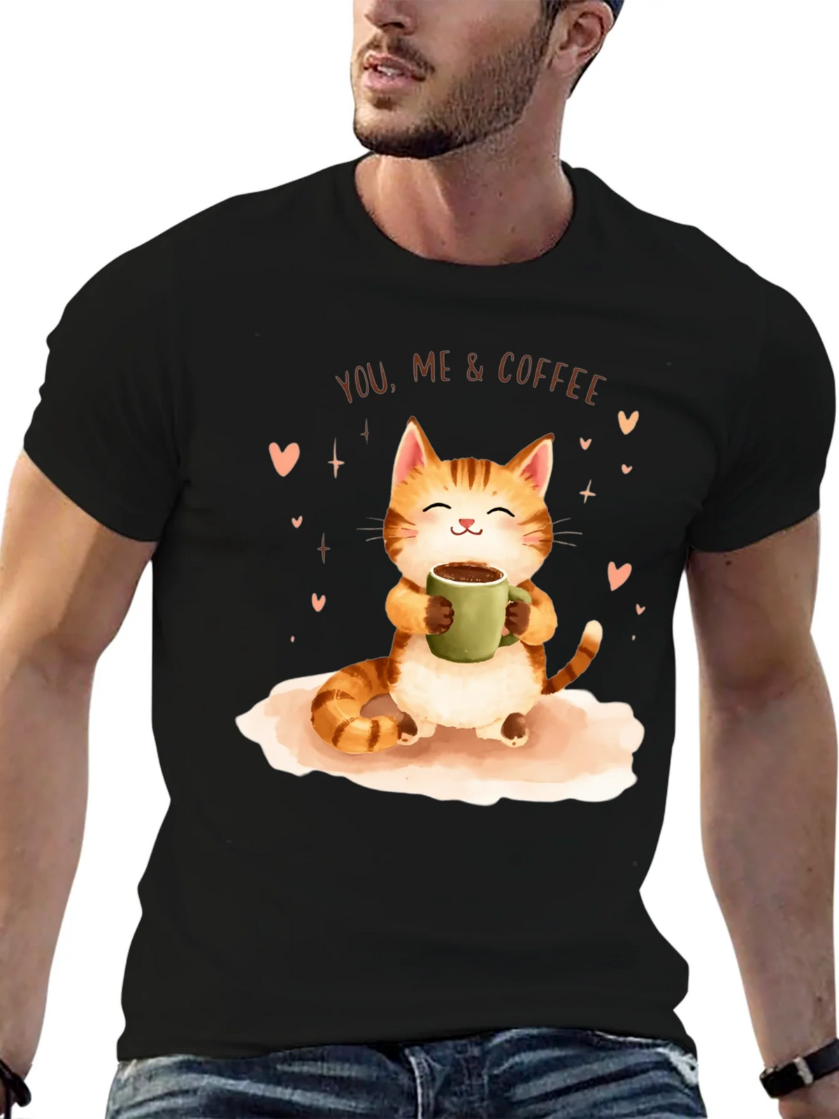Cat & Coffee Graphic T-Shirt product image 6