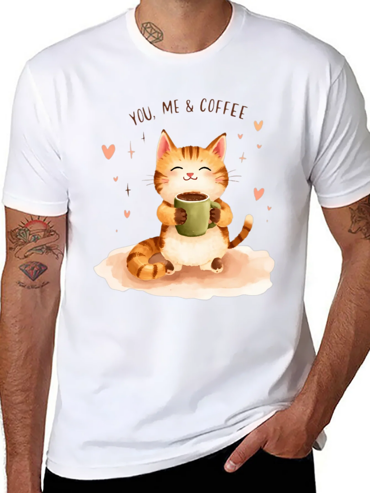 Cat & Coffee Graphic T-Shirt product image 7