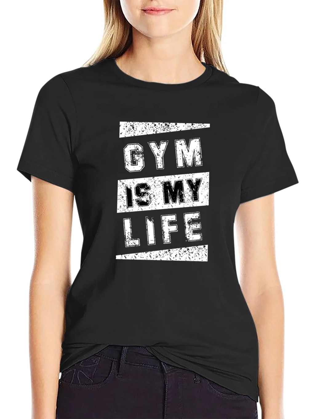 Gym Is My Life Graphic Tee - Black Cotton T-Shirt product image 1