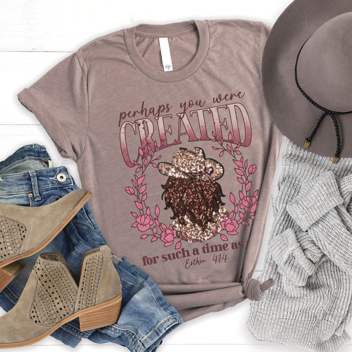Embellished Perhaps you were Created Sequin Tee product image 1