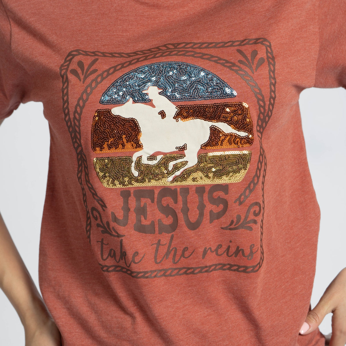 Embellished Jesus Take the Reins Sequin Tee - 15 product image 3