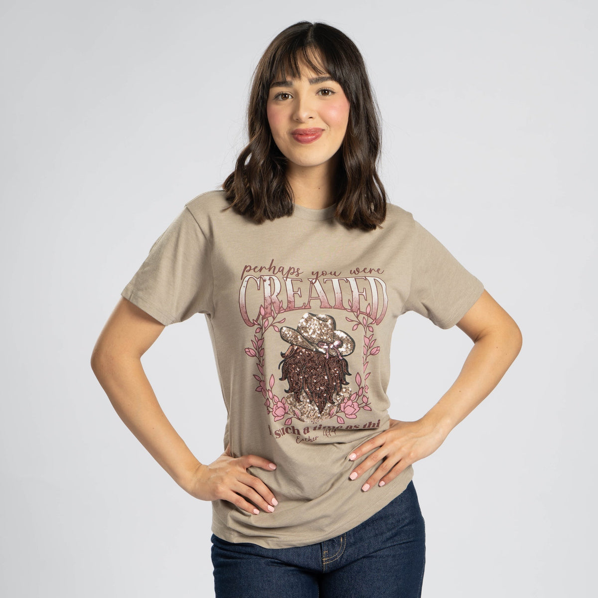 Embellished Perhaps you were Created Sequin Tee - 15 product image 3