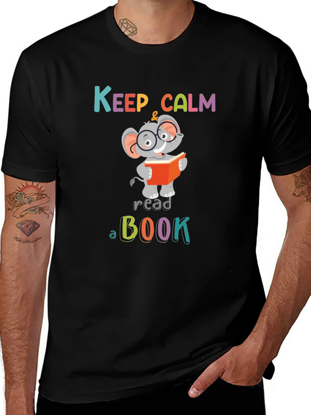 Keep Calm & Read a Book Graphic Tee - Elephant Reader product image 1