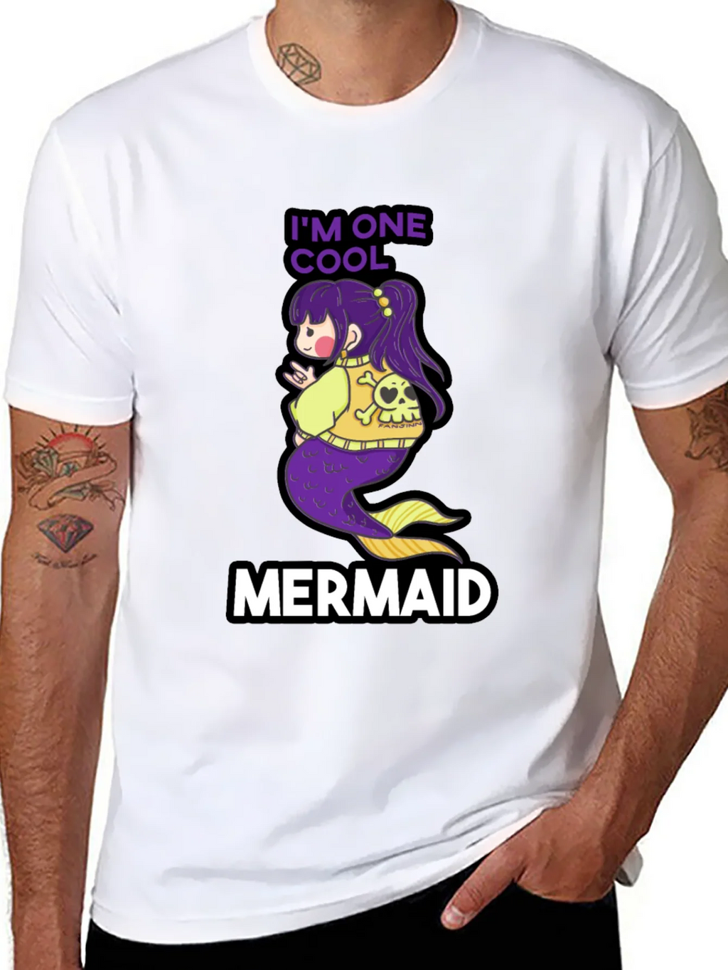 Cool Mermaid T-Shirt - Black Cotton Tee product image 1