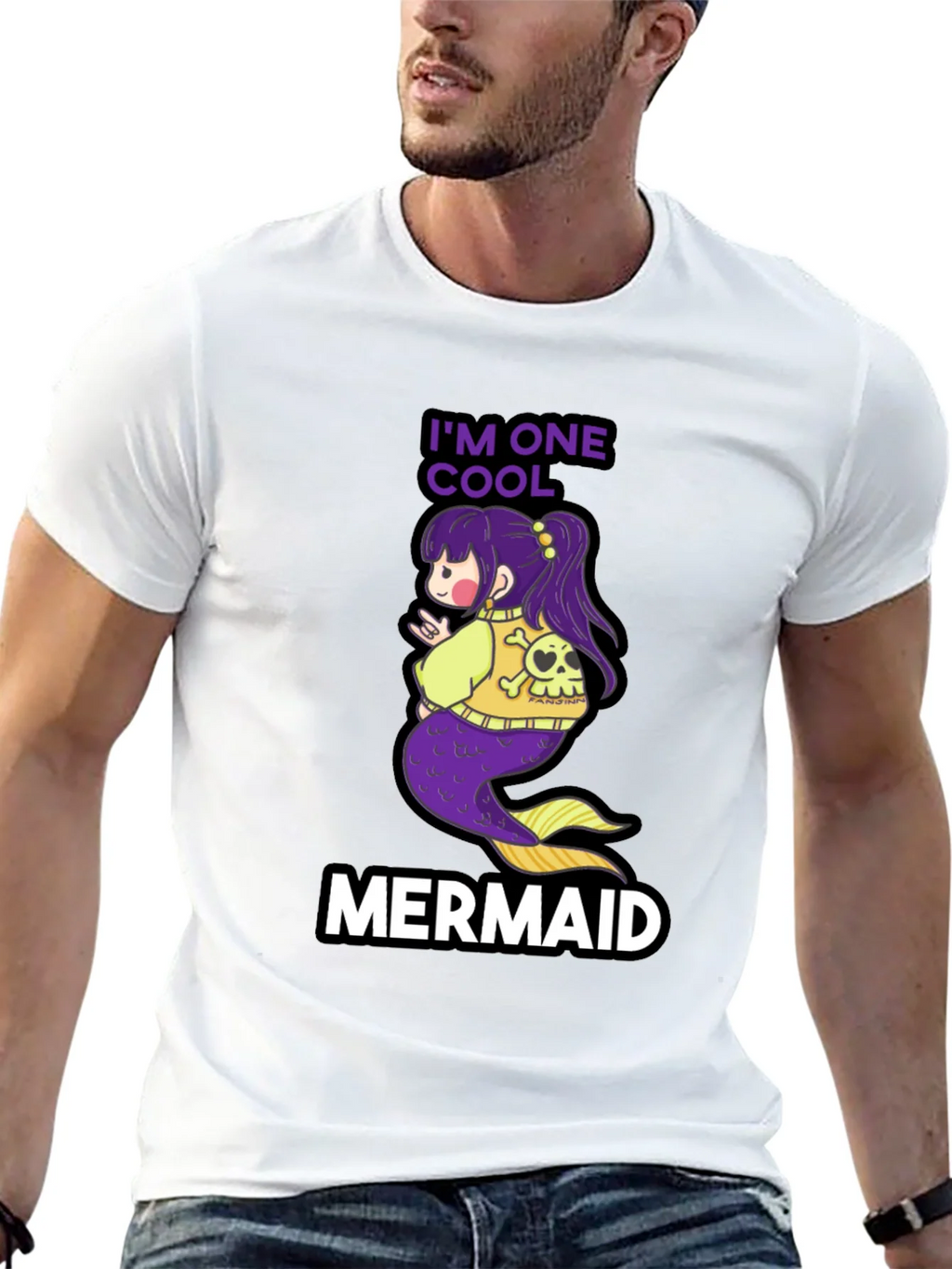 Cool Mermaid T-Shirt - Black Cotton Tee product image 3