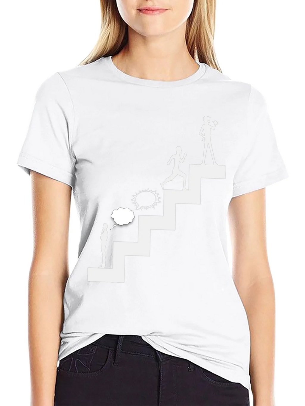 Motivational Steps T-Shirt - Black Graphic Tee product image 4