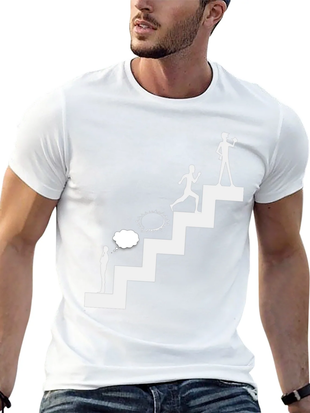 Motivational Steps T-Shirt - Black Graphic Tee product image 7