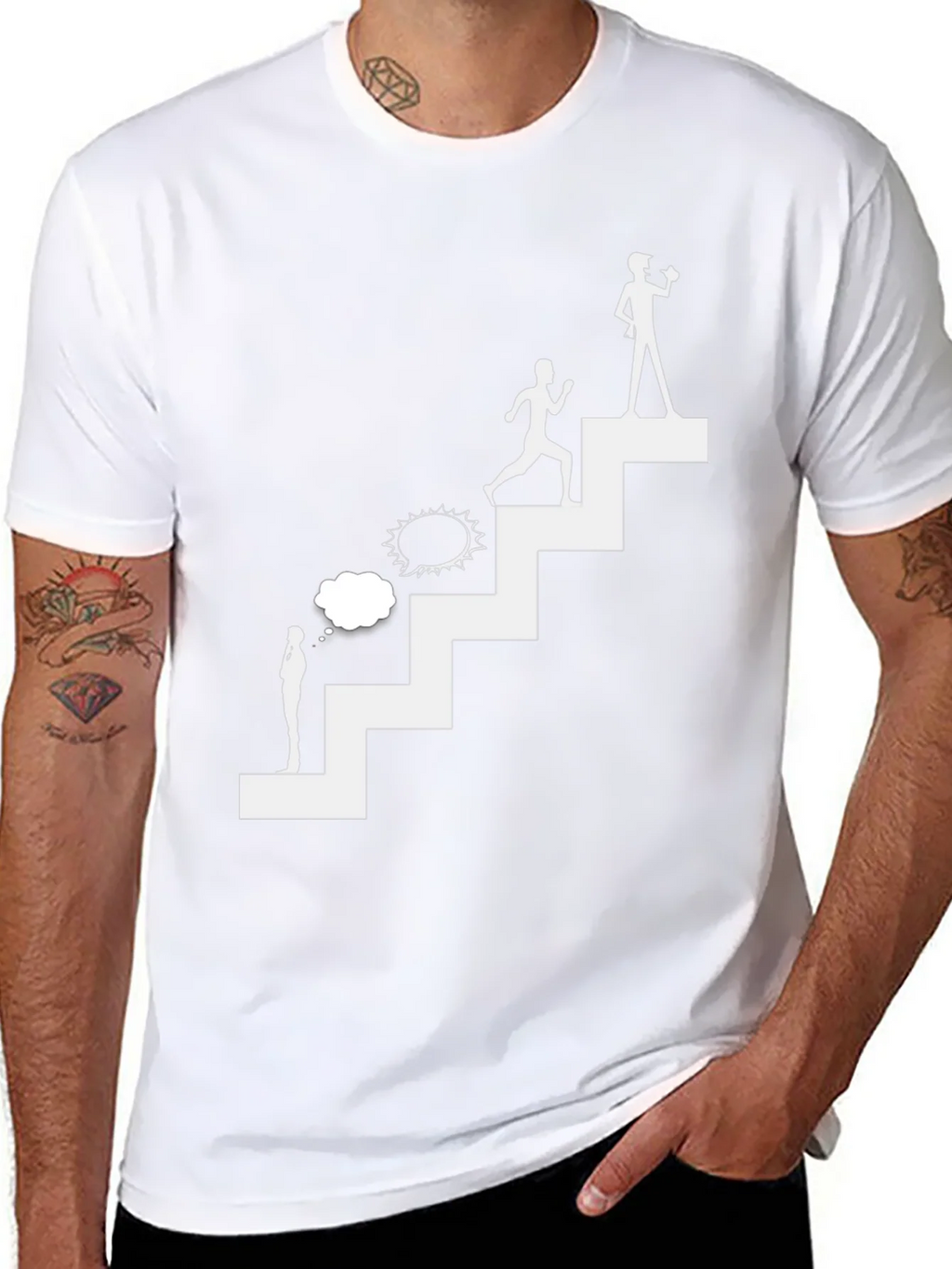 Motivational Steps T-Shirt - Black Graphic Tee product image 3