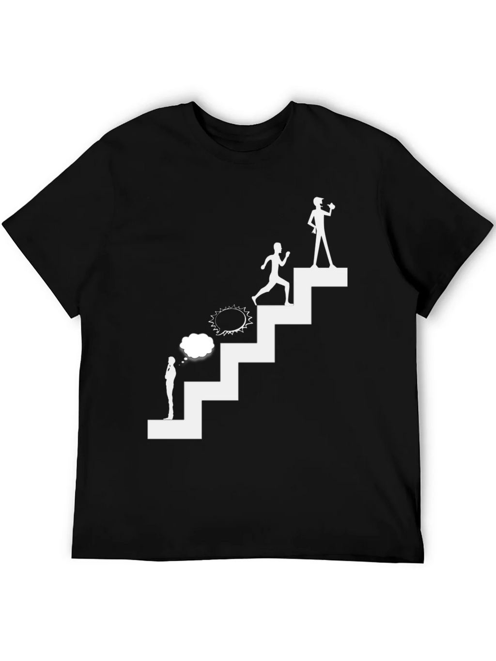 Motivational Steps T-Shirt - Black Graphic Tee product image 1