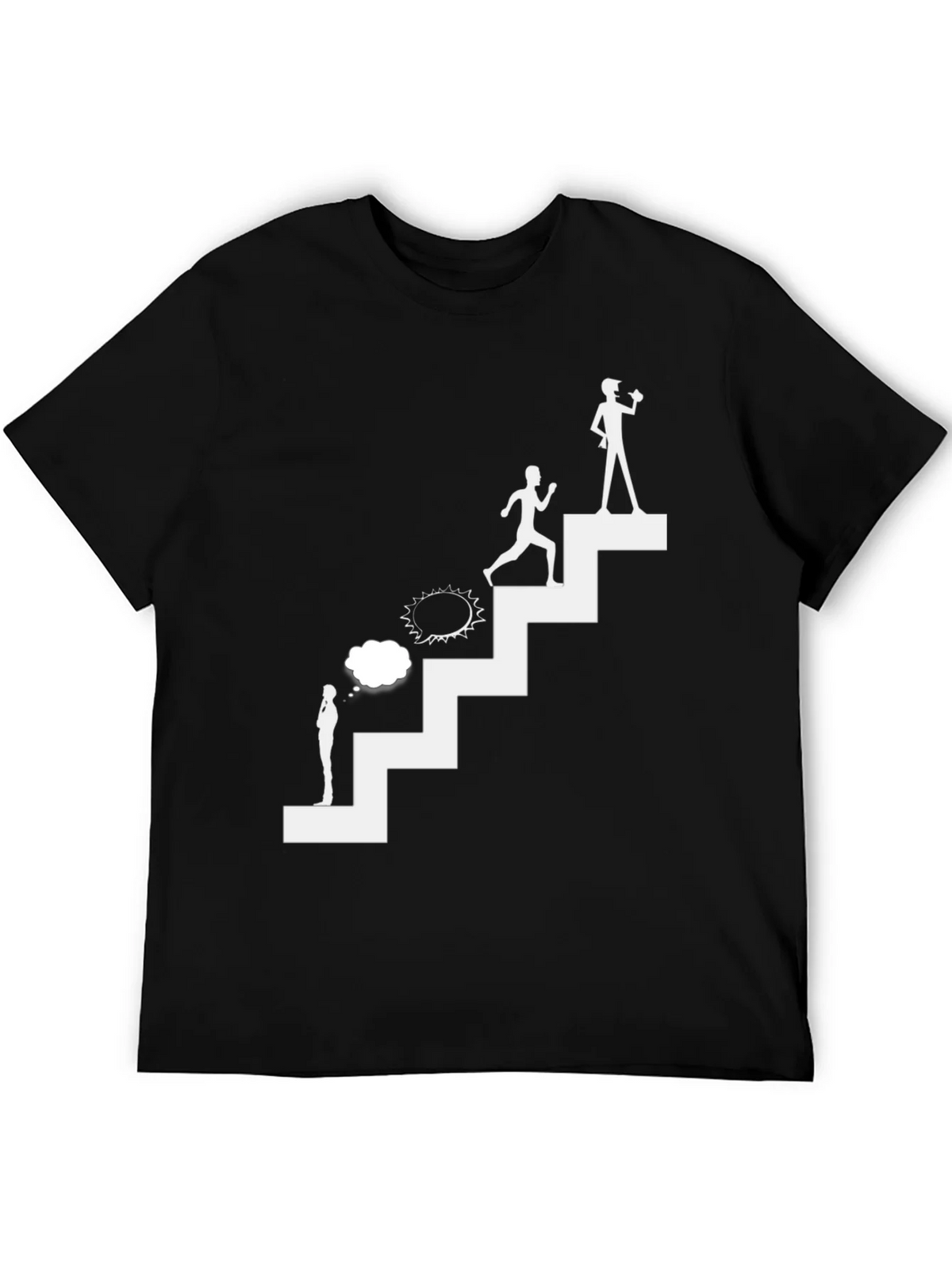 Motivational Steps T-Shirt - Black Graphic Tee product image 1