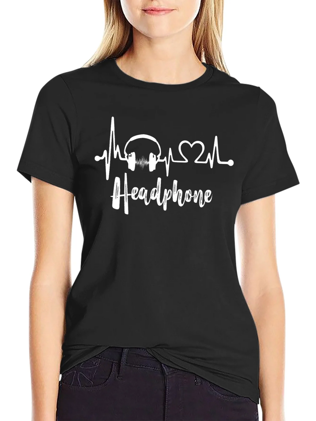Headphone Heartbeat Graphic Tee - Music Lover Shirt product image 1