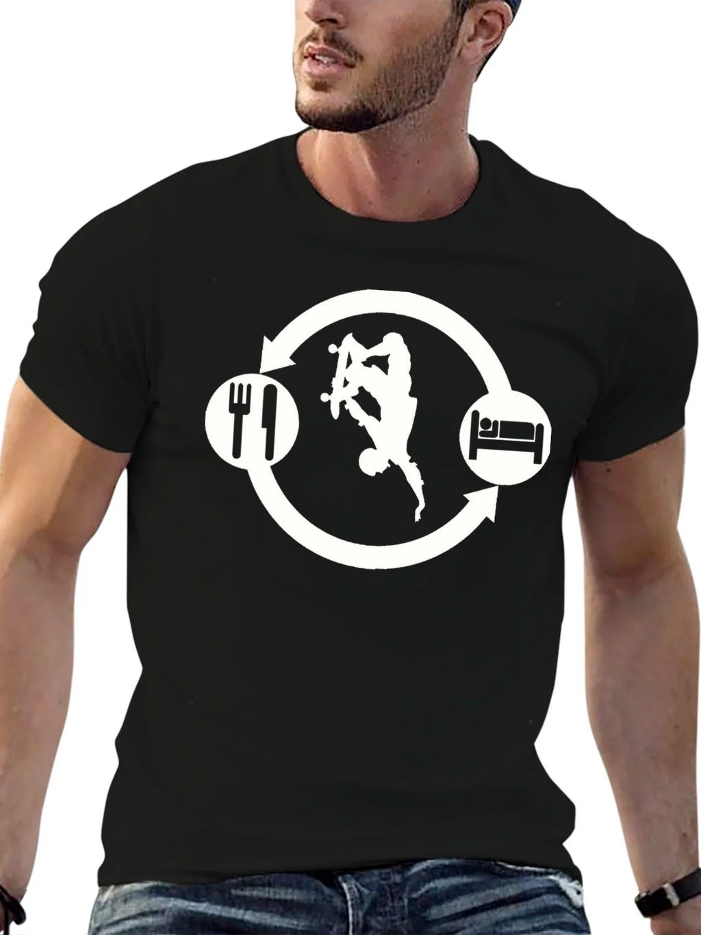 Skate Eat Sleep Repeat Black Graphic Tee product image 6
