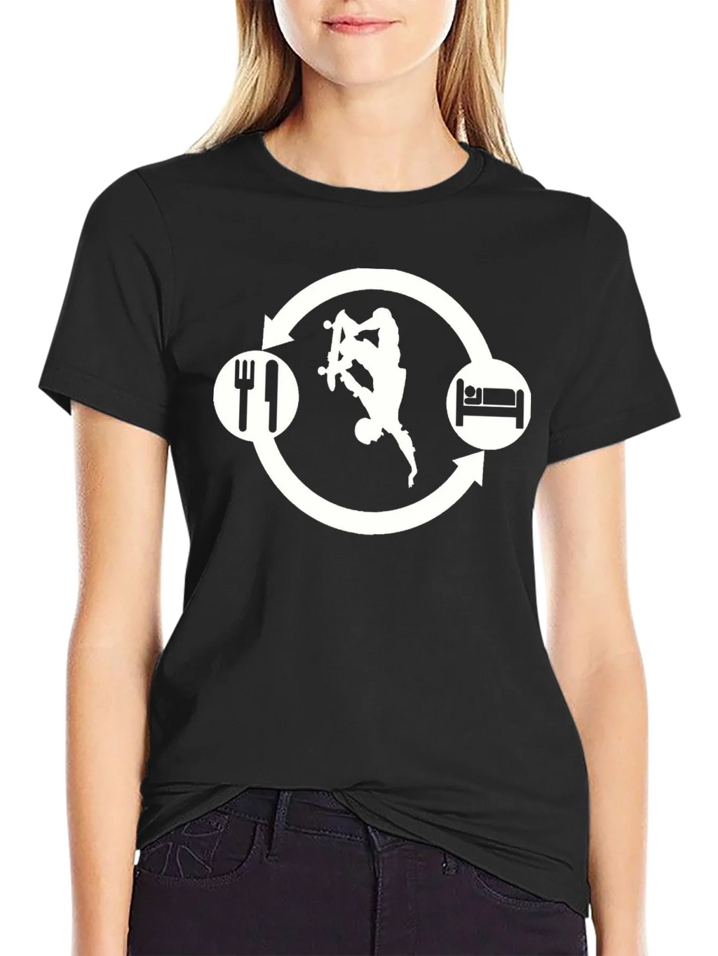 Skate Eat Sleep Repeat Black Graphic Tee product image 2