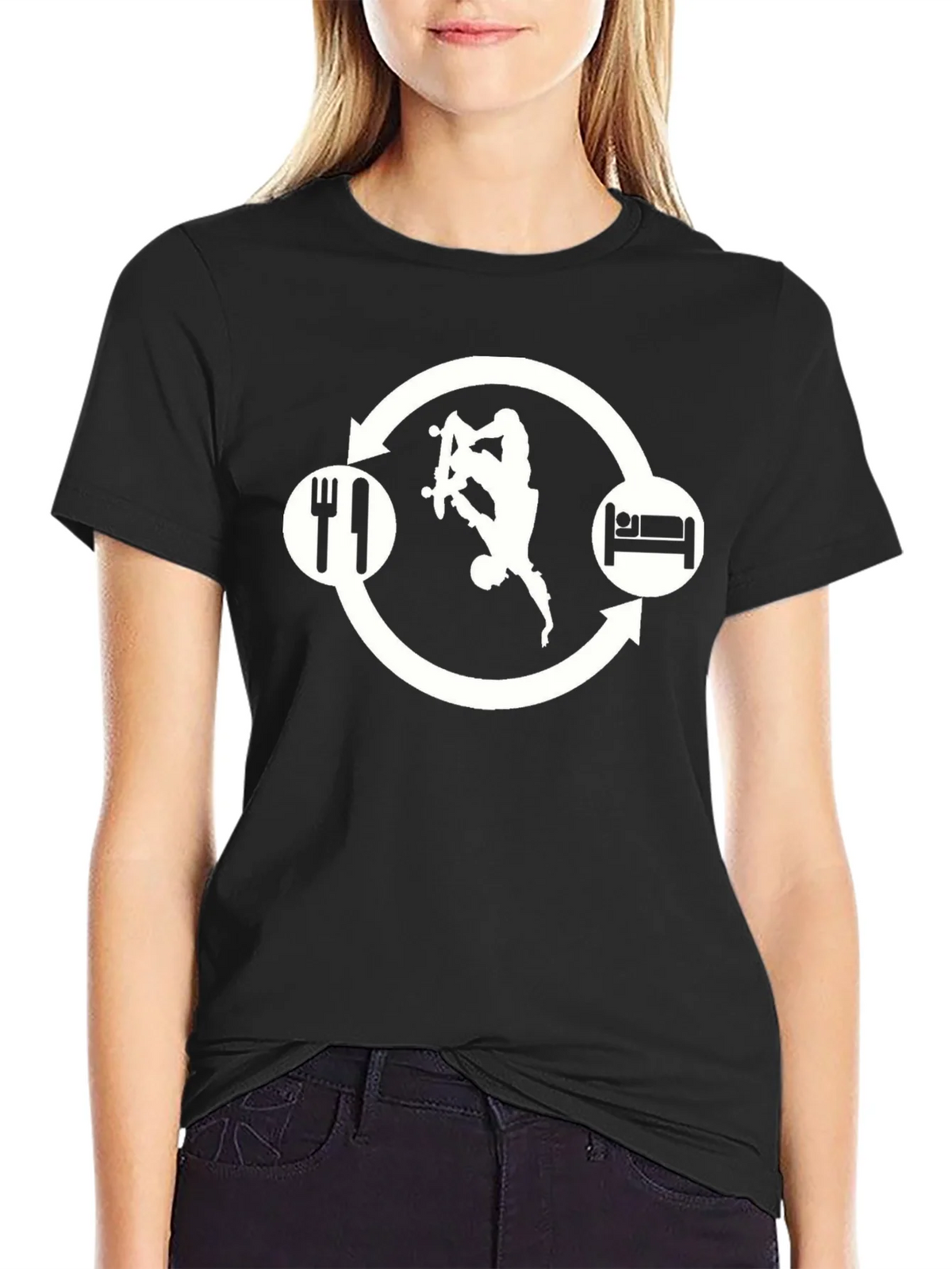 Skate Eat Sleep Repeat Black Graphic Tee product image 2