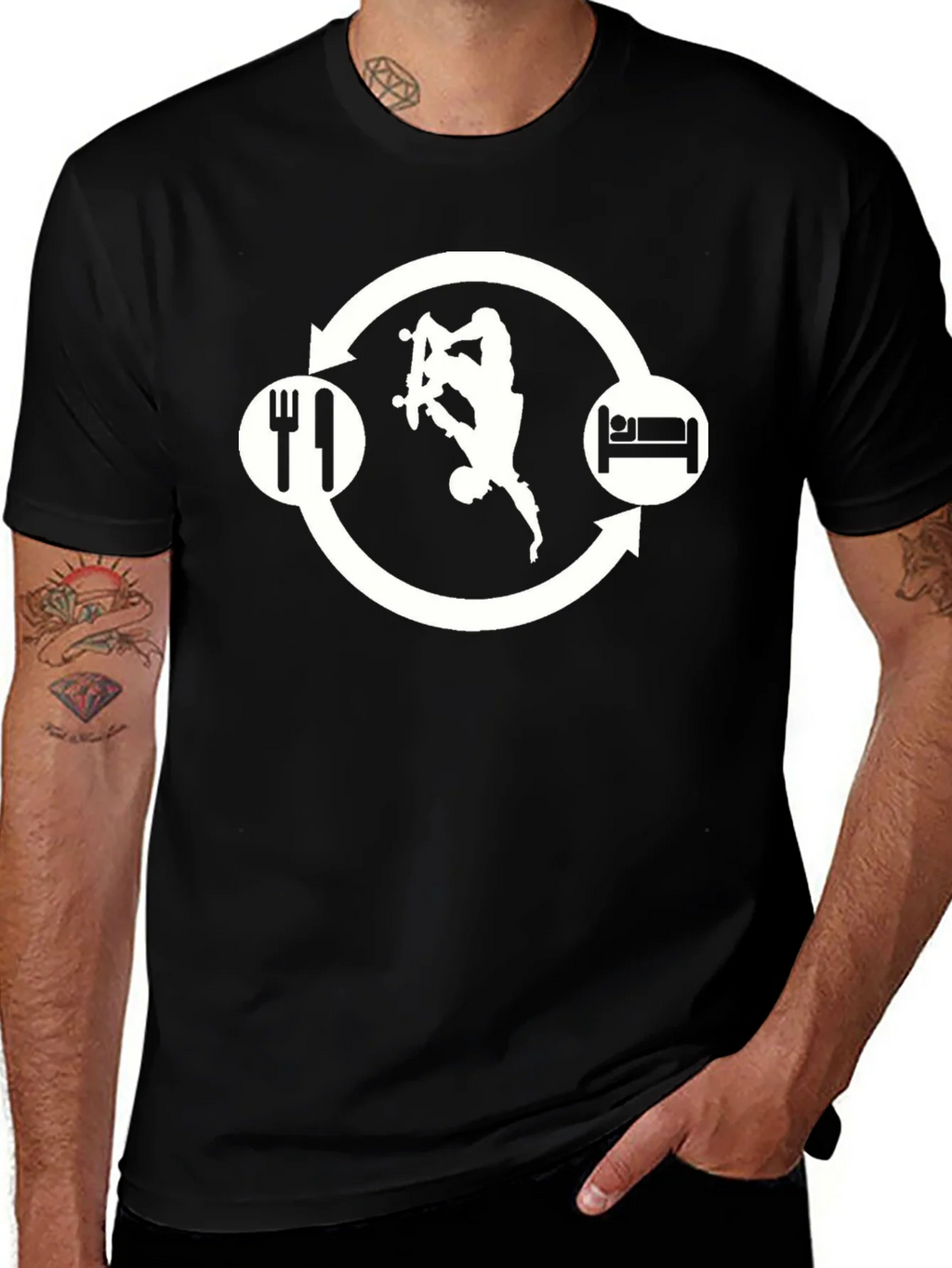 Skate Eat Sleep Repeat Black Graphic Tee product image 1