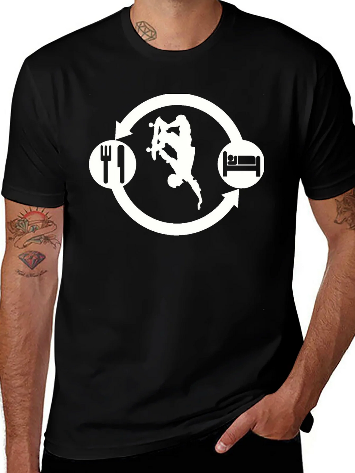 Skate Eat Sleep Repeat Black Graphic Tee product image 1