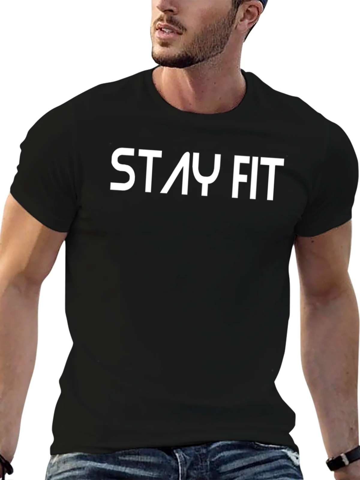 Stay Fit Black Graphic Tee product image 4