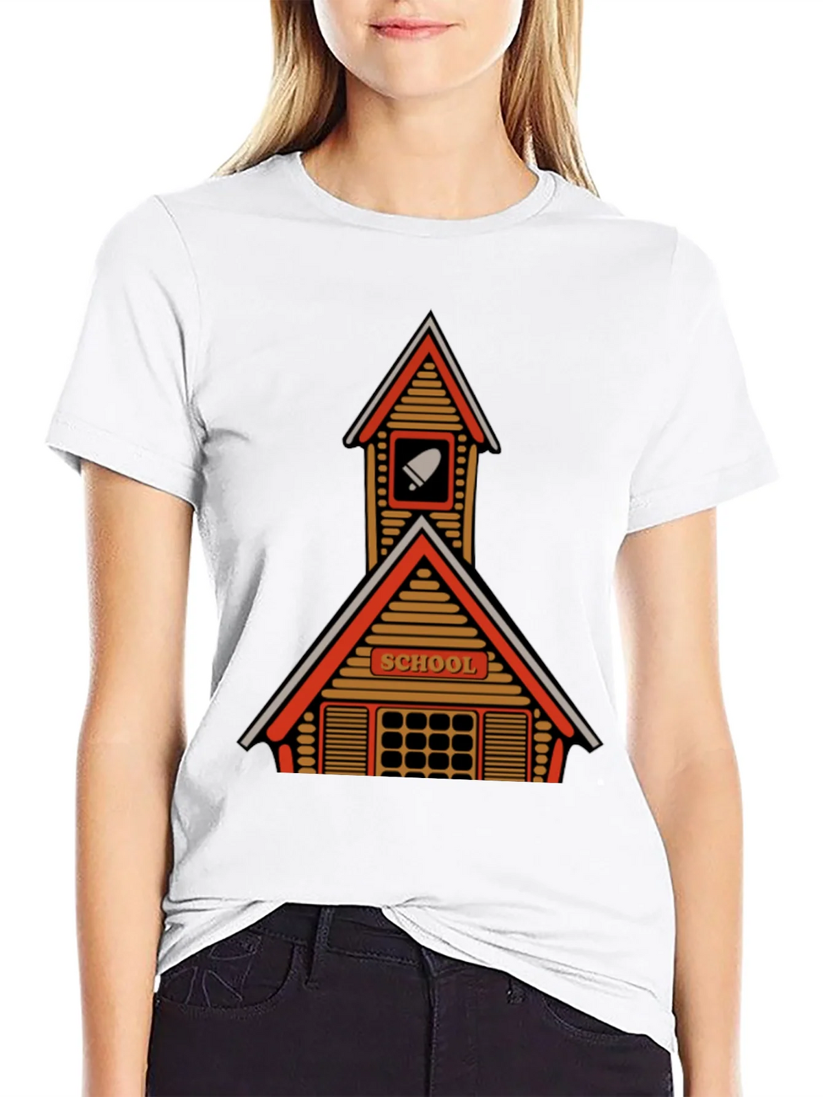 Retro Schoolhouse Graphic T-Shirt - Black product image 1