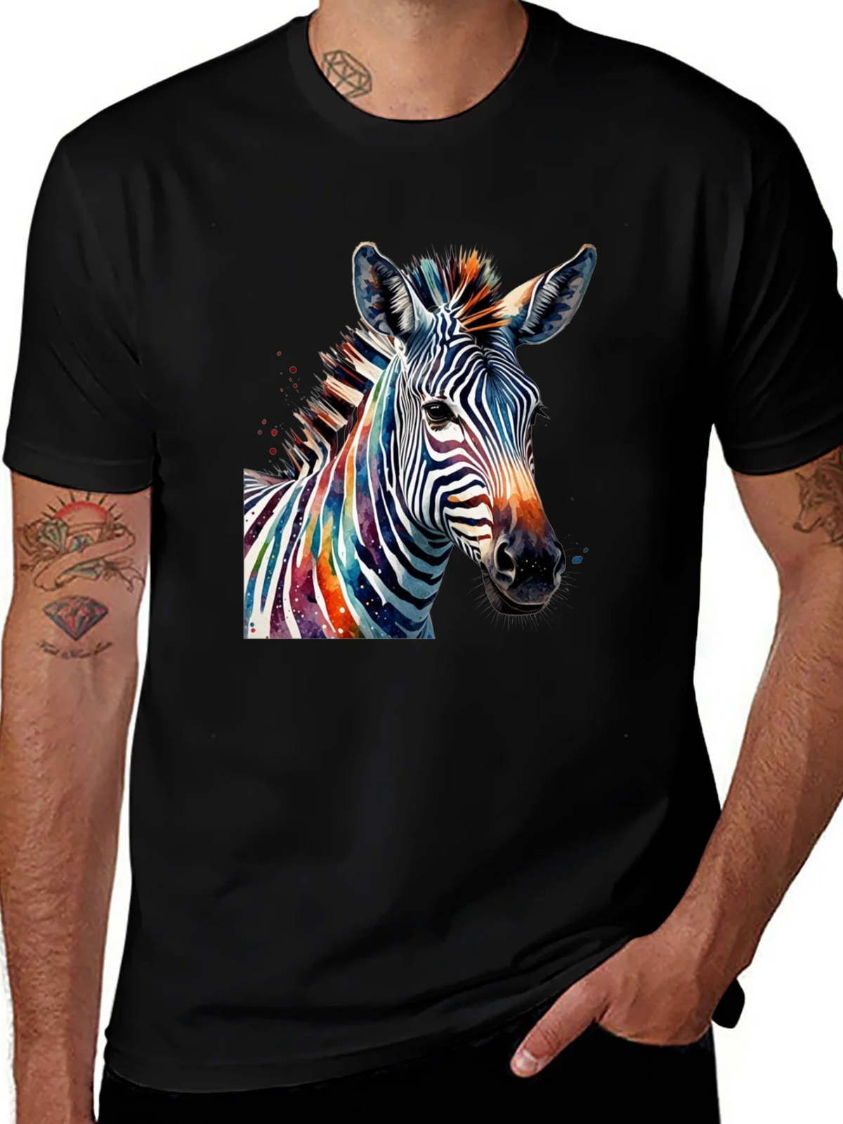 Rainbow Zebra Graphic Tee - Mens Black T-Shirt product image 1