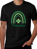 St. Patricks Day Personalized Rainbow Shamrock T-Shirt product image 1
