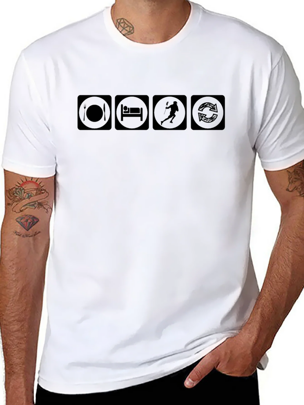 Eat Sleep Lacrosse Repeat Black T-Shirt product image 7