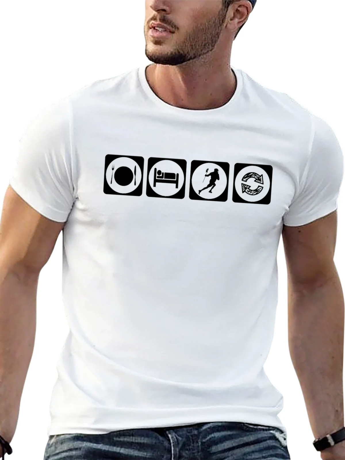 Eat Sleep Lacrosse Repeat Black T-Shirt product image 12