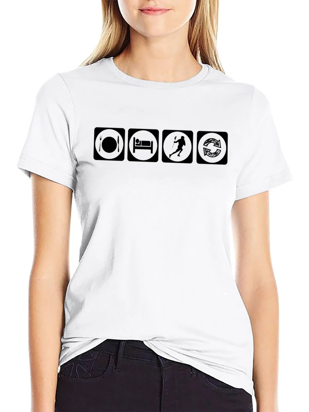 Eat Sleep Lacrosse Repeat Black T-Shirt product image 8