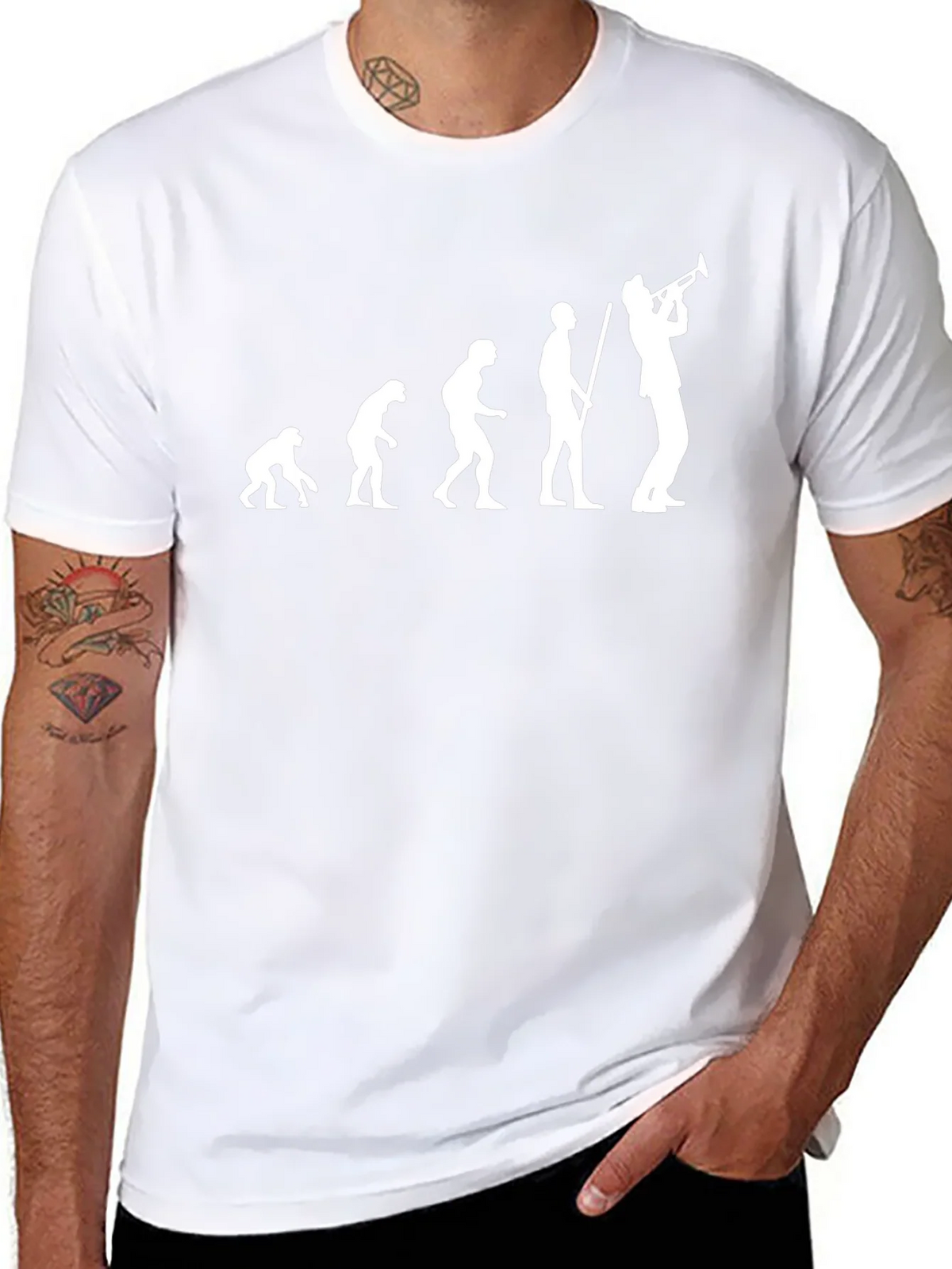 Evolution of Music Trumpet Player Black T-Shirt product image 4