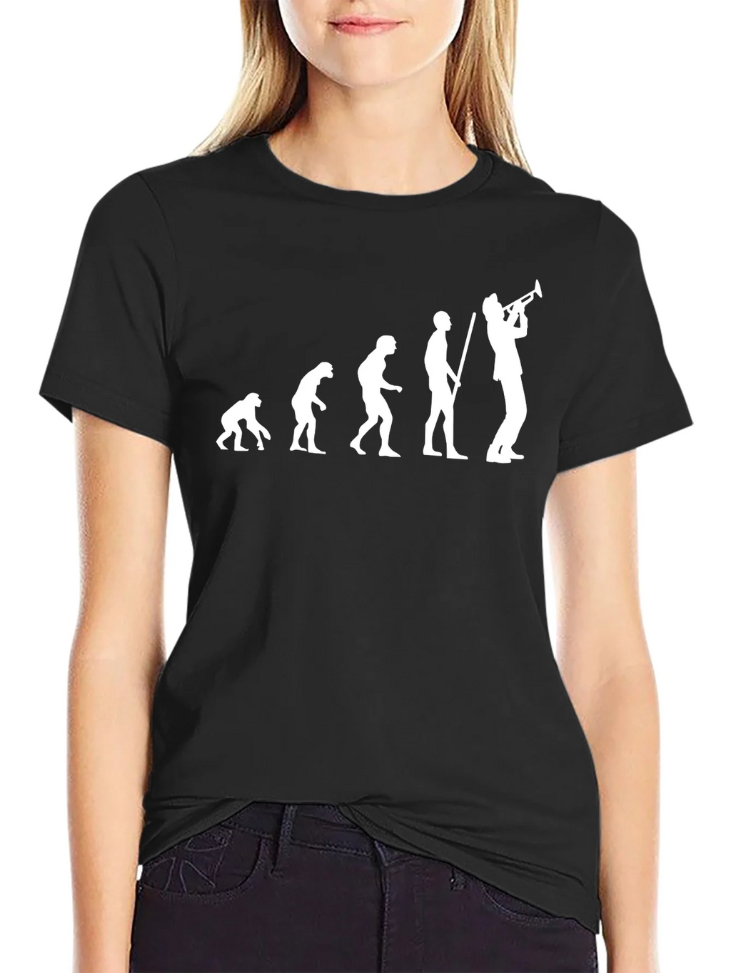 Evolution of Music Trumpet Player Black T-Shirt product image 2