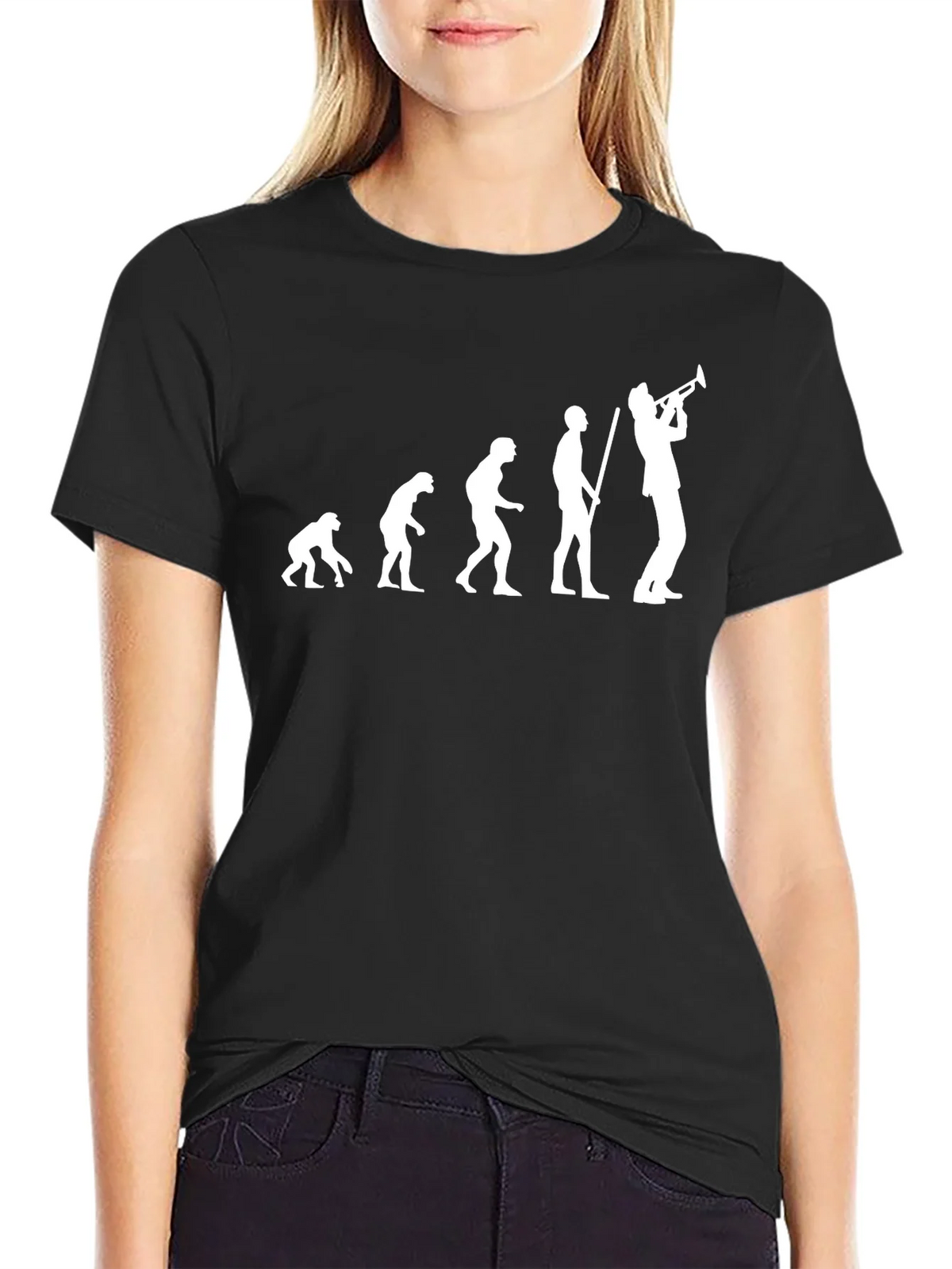 Evolution of Music Trumpet Player Black T-Shirt product image 2