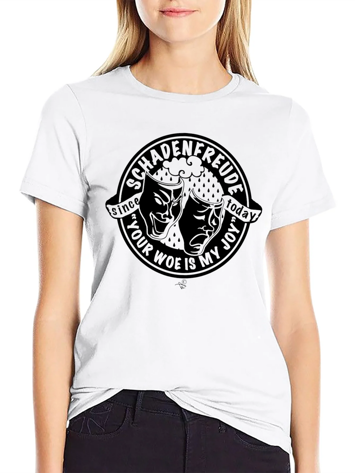 Schadenfreude Drama Mask Graphic Tee - Dark Humor T-Shirt product image 2