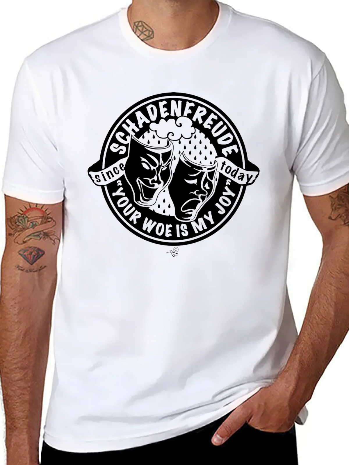 Schadenfreude Drama Mask Graphic Tee - Dark Humor T-Shirt product image 1