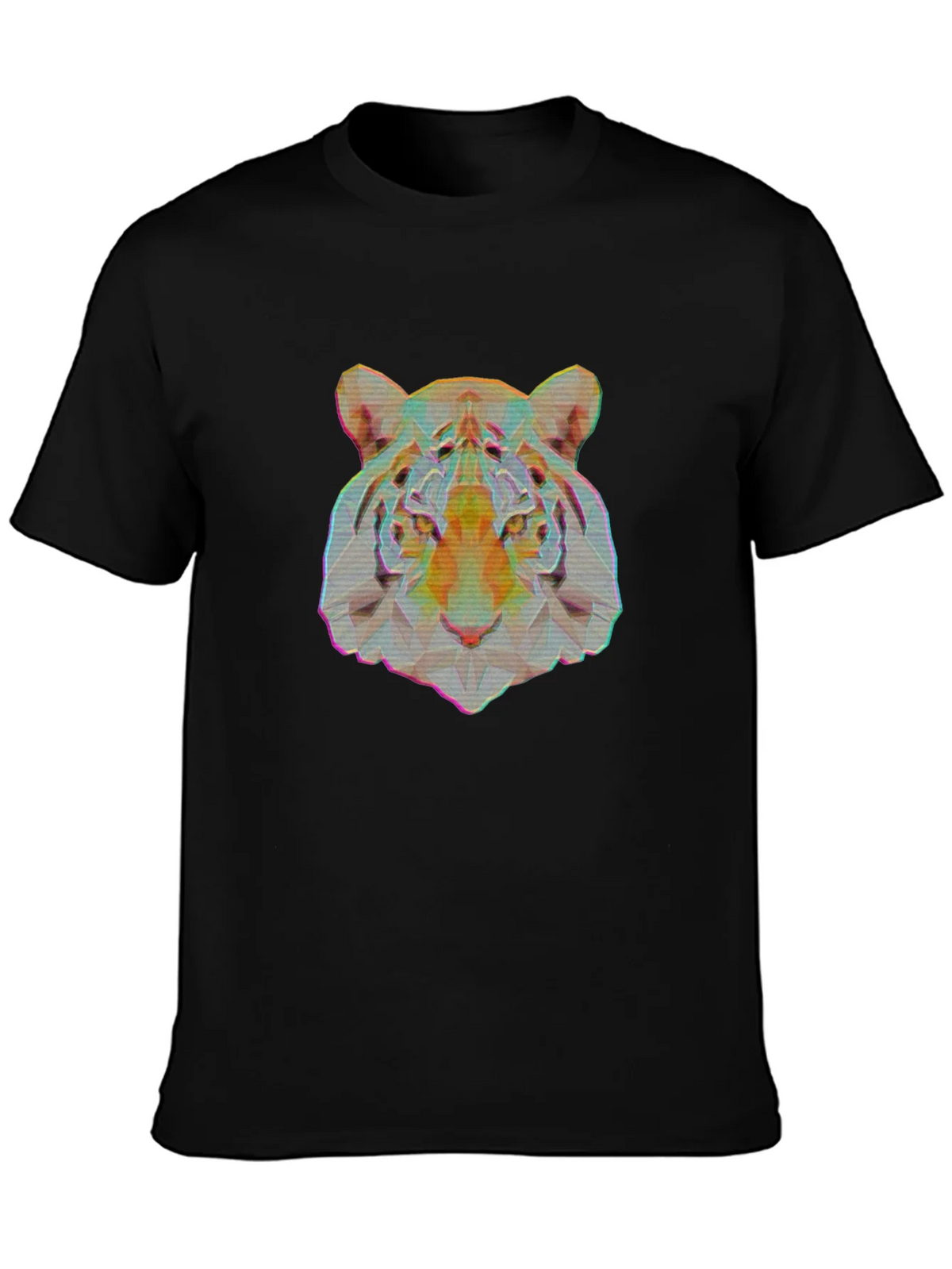 Geometric Tiger Graphic Print Black T-Shirt product image 2