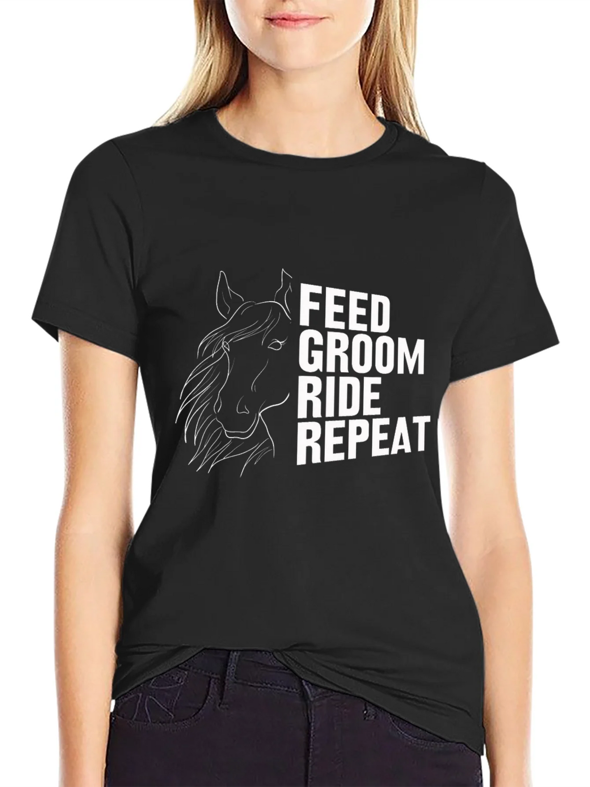 Feed Groom Ride Repeat T-Shirt - Horse Lover Tee product image 2